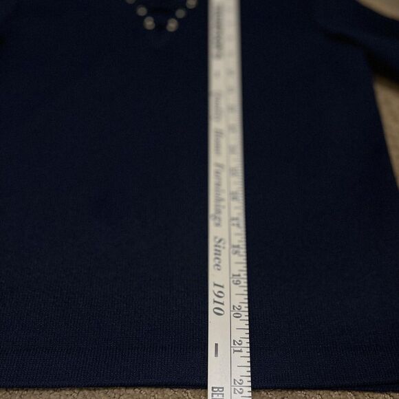 Vintage ST. JOHN by Marie Gray Y2K Lace-up Grommet Knit Navy 3/4Sleeve Sweater 6 - Picture 8 of 9
